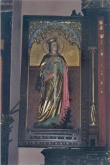 [Płaskorzeźba św. Katarzyny z ołtarza w kościele Najświętszego Zbawiciela i Wszystkich Świętych w Dobrym Mieście]