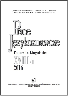 Prace Językoznawcze XVIII/1, 2016