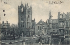 Aus den Kämpfen um Lyck. Zerstörte Kirche in Lyck