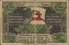 Stadt Ortelsburg Mazuren Eine Mark [awers]